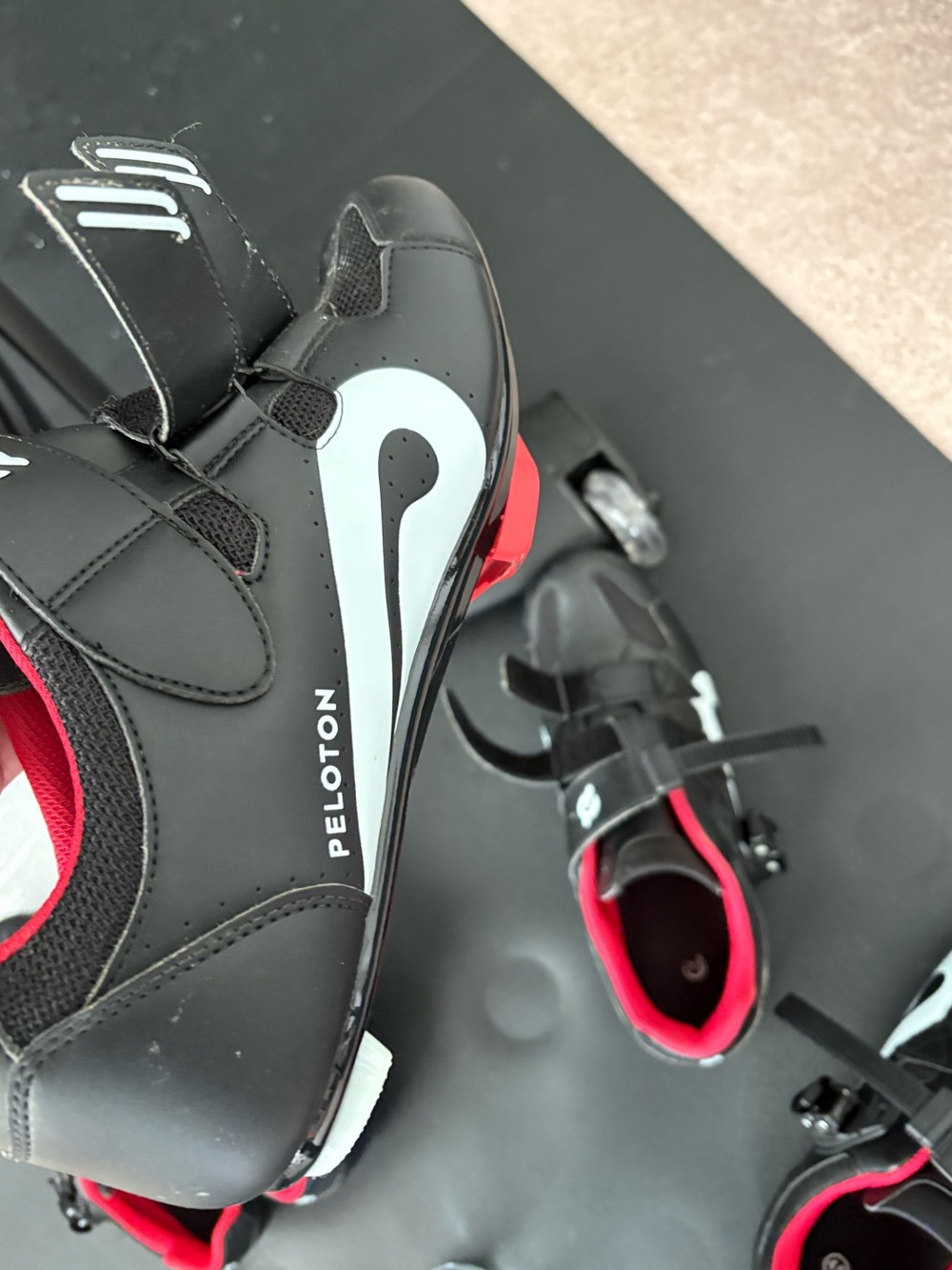 Peloton Men's Black and Red Cycling Shoes, rarely used size 43